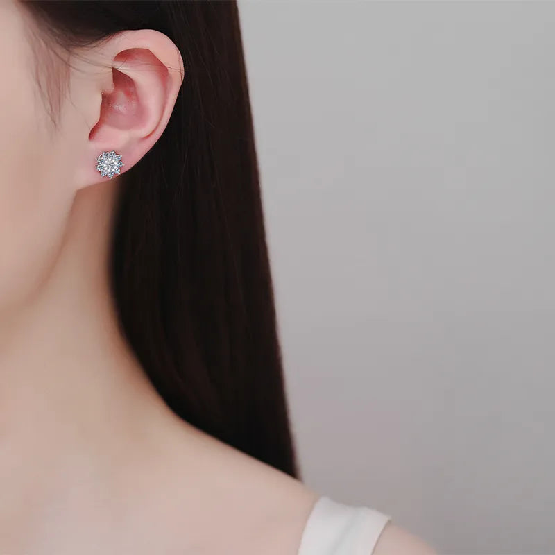 Sterling Silver Moissanite Zircon Stud Earrings - alternate earring view