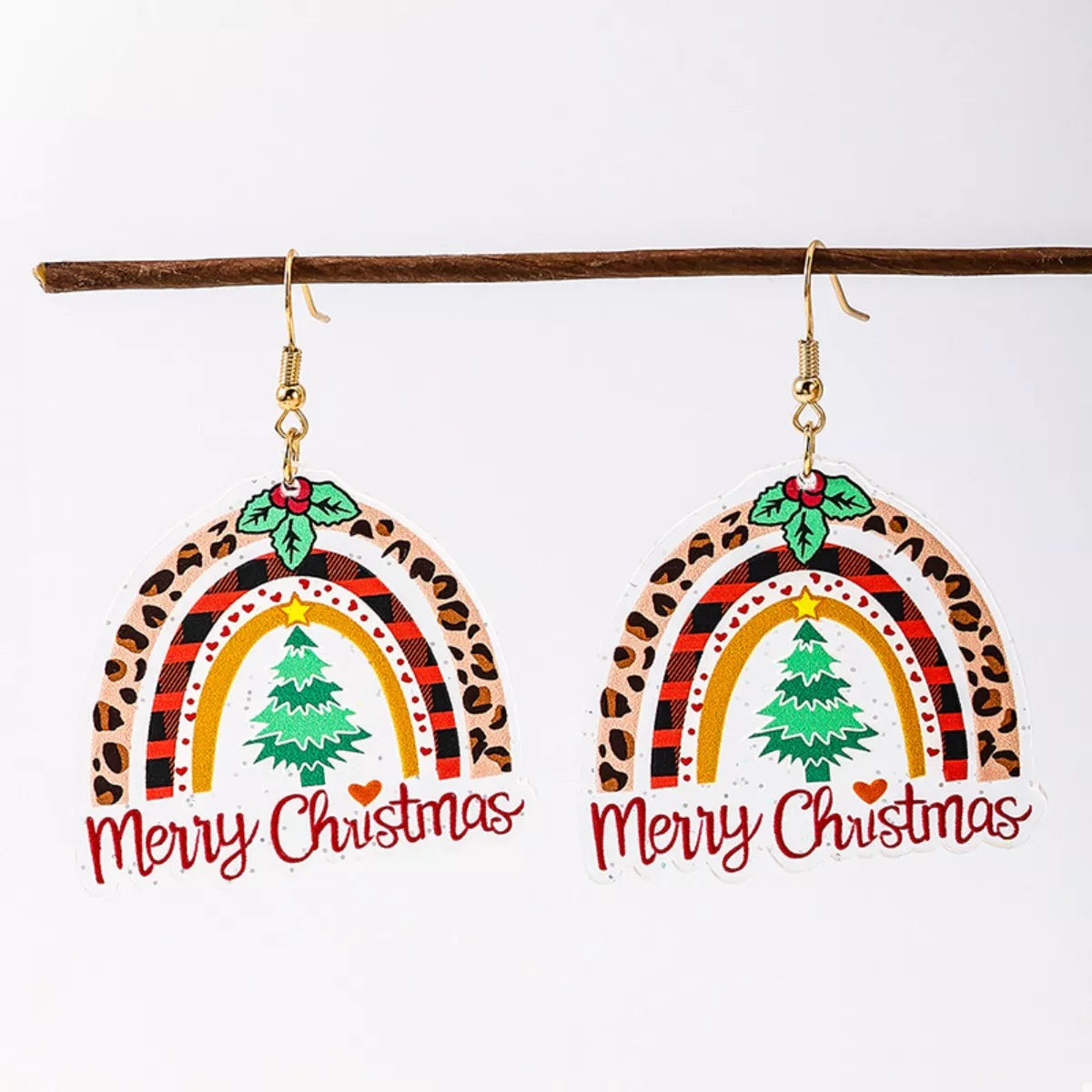 Christmas Rainbow Dangle Earrings - alternate earring view