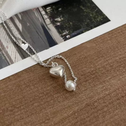 Sterling Silver Heart Necklace in Silver - women's necklace