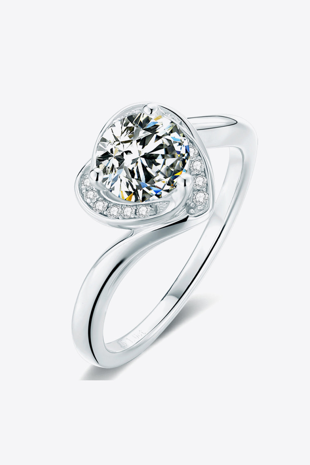 1 Carat Moissanite Heart Ring in Silver - women's ring