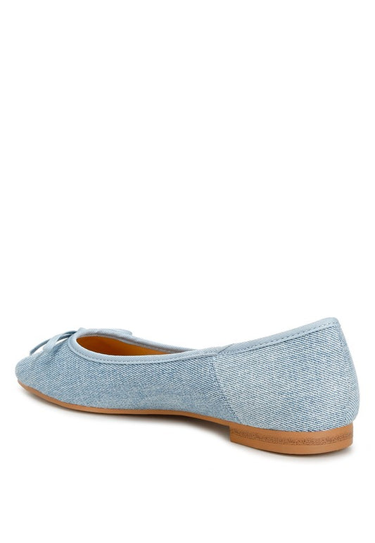 Detail Bow Denim Ballerinas