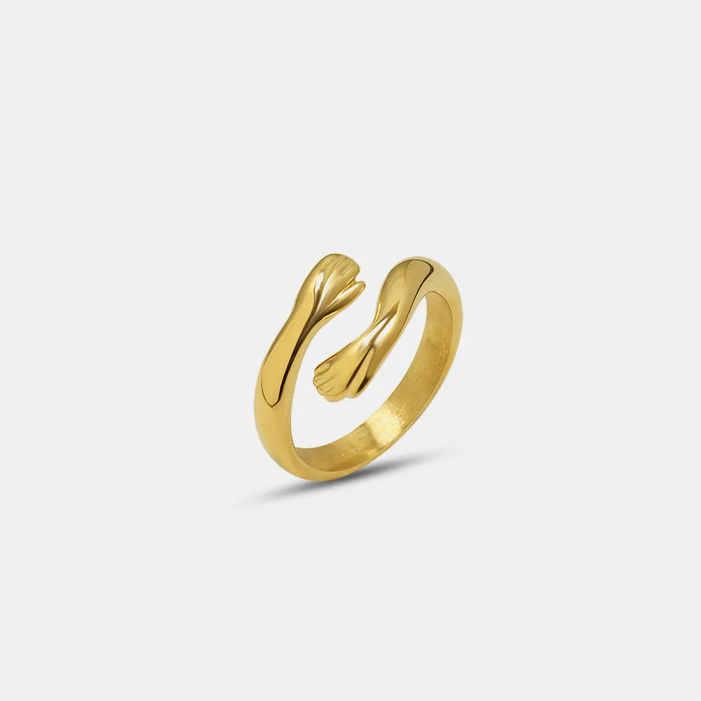 Titanium Steel Hug Bypass Ring in Gold - women's ring