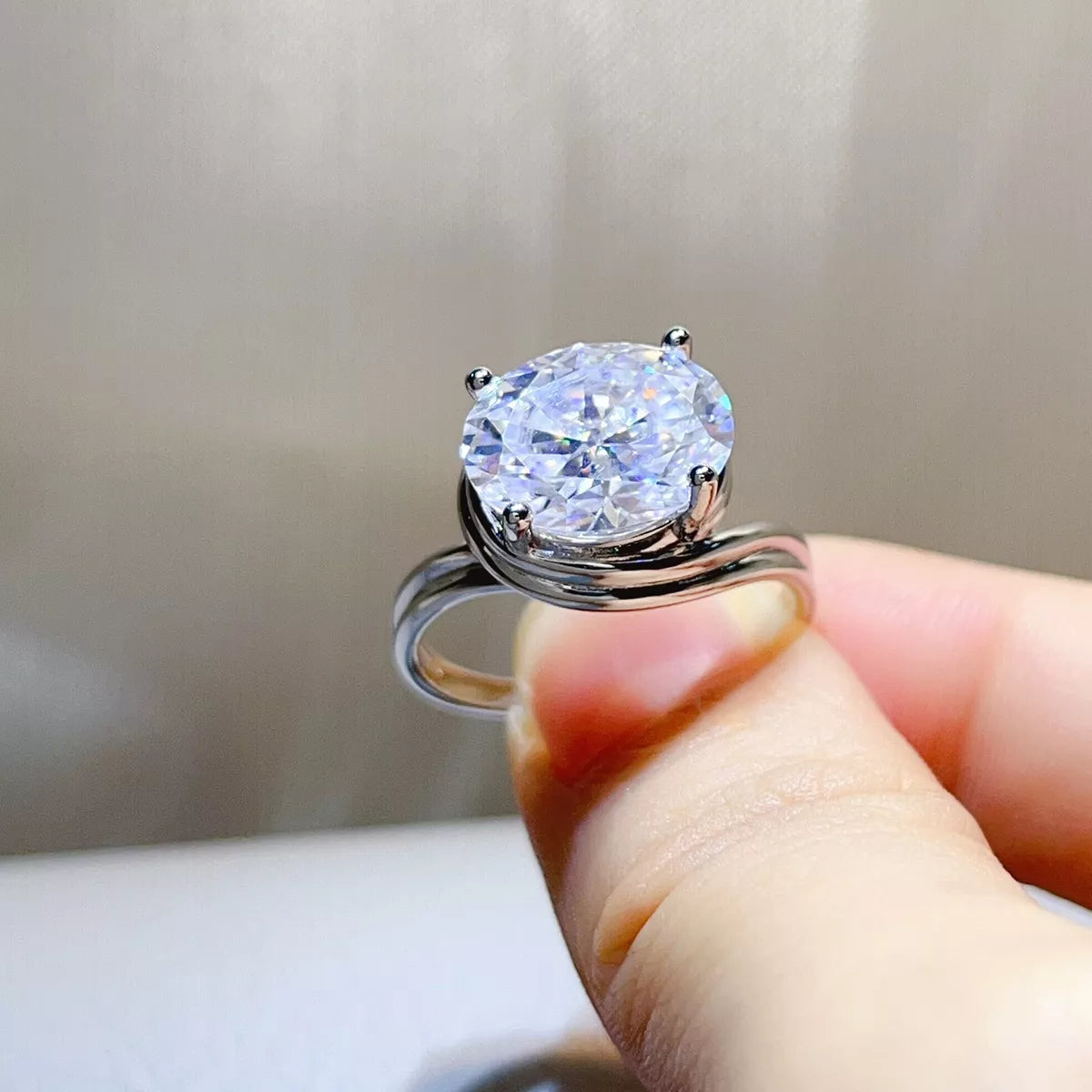 5 Carat Sterling Silver Moissanite Ring in Silver - women's ring