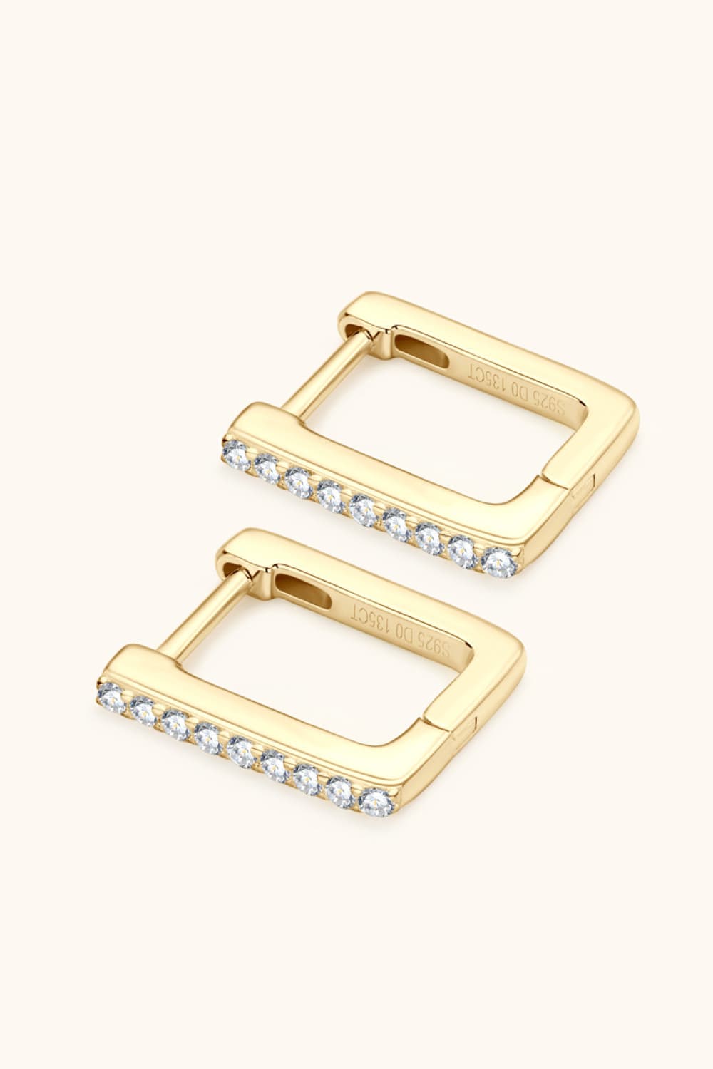 Moissanite Geometric Sterling Silver Earrings - alternate earring view