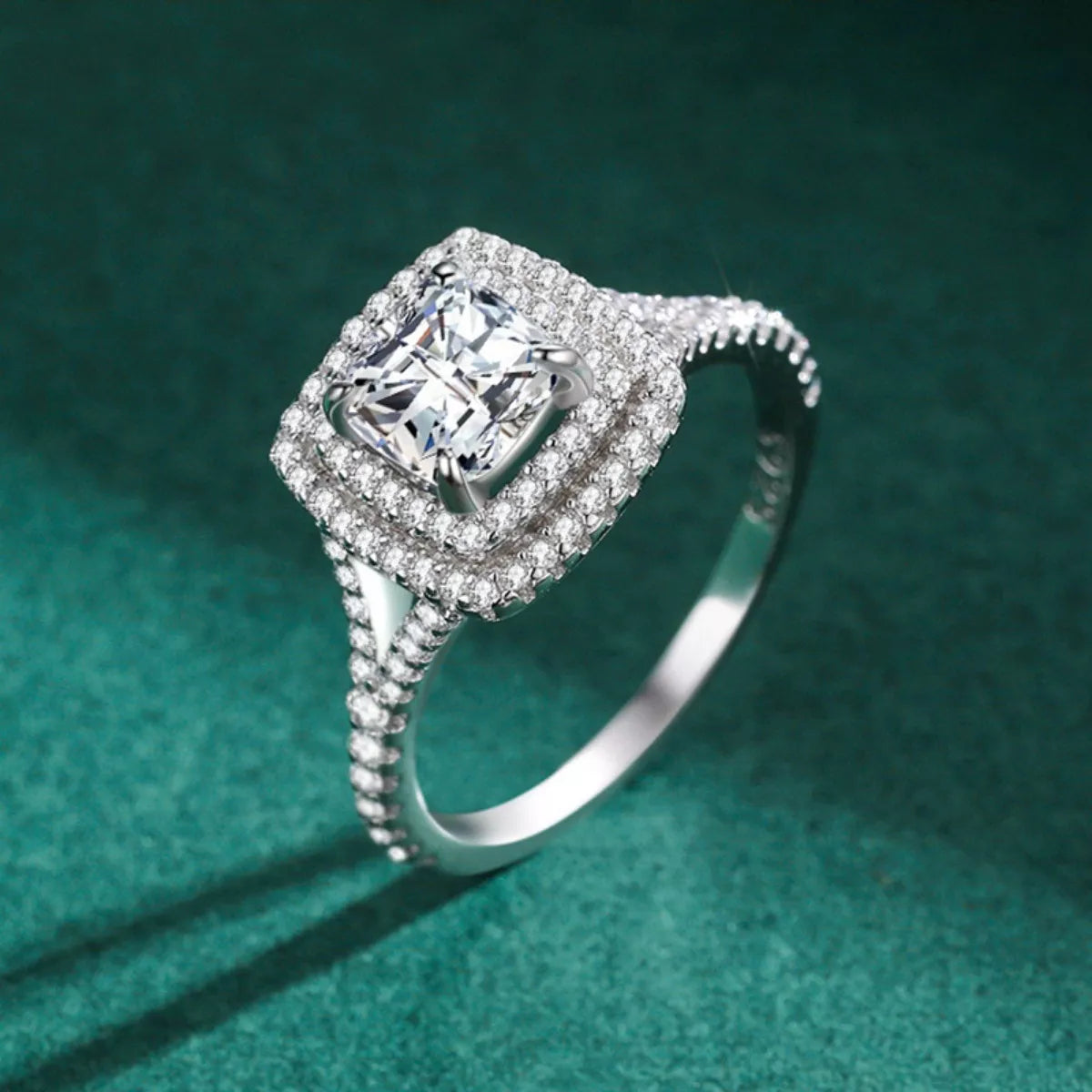 5 Carat Moissanite Sterling Silver Ring in Silver - women's ring