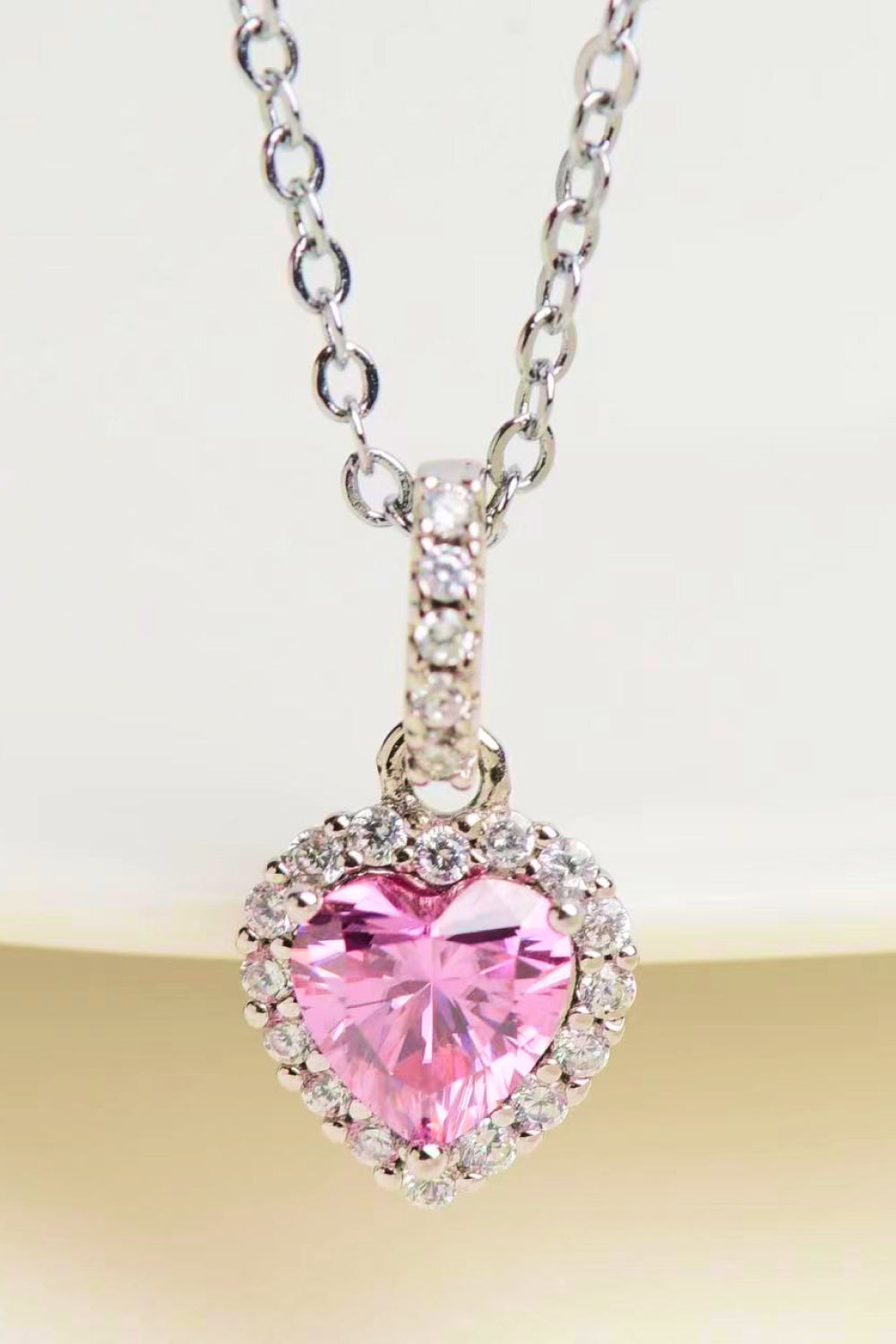 1 Carat Moissanite Heart Pendant Necklace - alternate necklace view