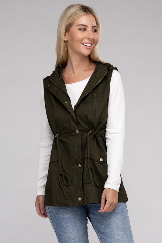 Drawstring Hoodie Vest