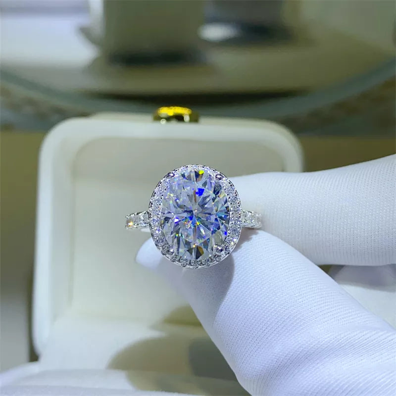 5 Carat Moissanite Sterling Silver Ring in Silver - women's ring