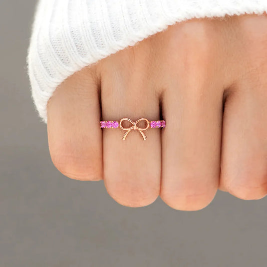 Sterling Silver Bow Ring in Rose Gold - women's ring