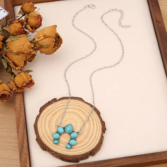 Artificial Turquoise Alloy Pendant Necklace in White - women's pendant necklace
