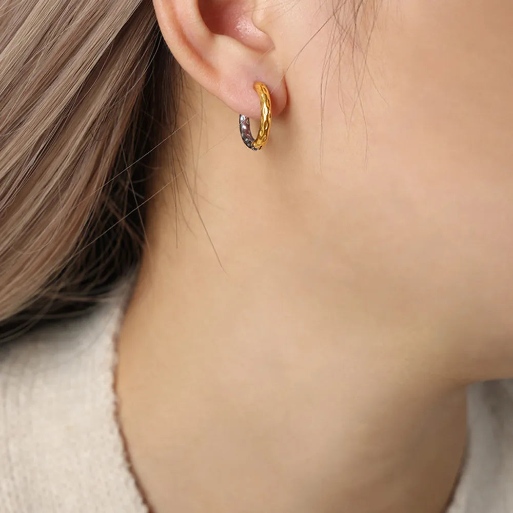 18K Gold-Plated Huggie Earrings - alternate earring view
