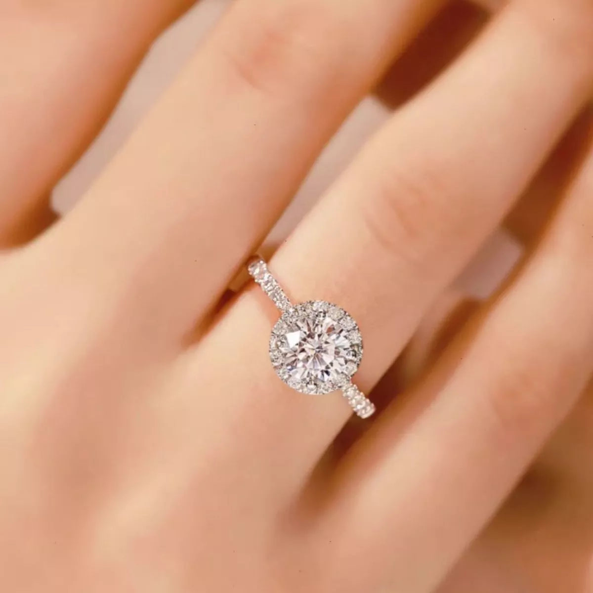 2 Carat Moissanite Sterling Silver Ring - alternate ring view