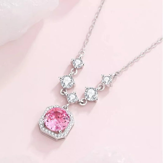 Sterling Silver Zircon Pendant Necklace - alternate necklace view