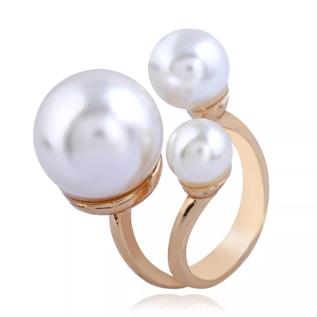 18K Gold-Plated Pearl Open Ring - alternate ring view