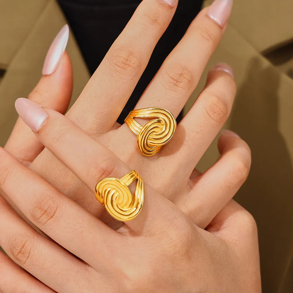 18K Gold-Plated Twisted Ring in Gold - women's ring