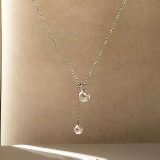 Pearl Pendant Y Necklace - alternate necklace view