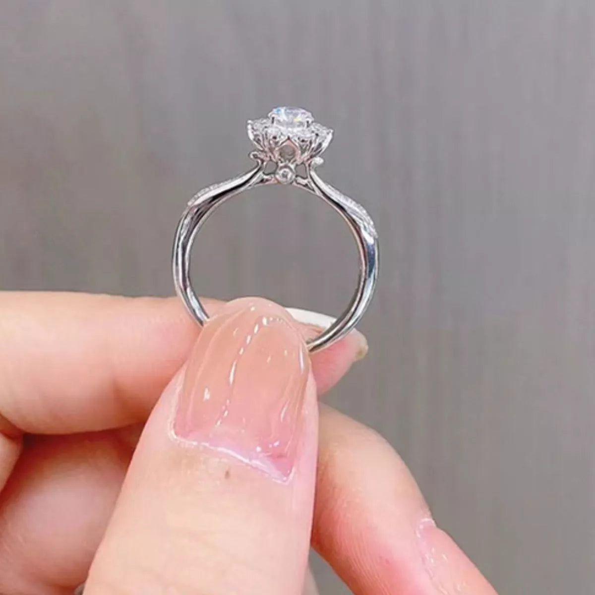 1 Carat Moissanite Sterling Silver Ring - alternate ring view