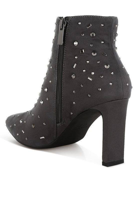 Diamante Microfiber Ankle Boots