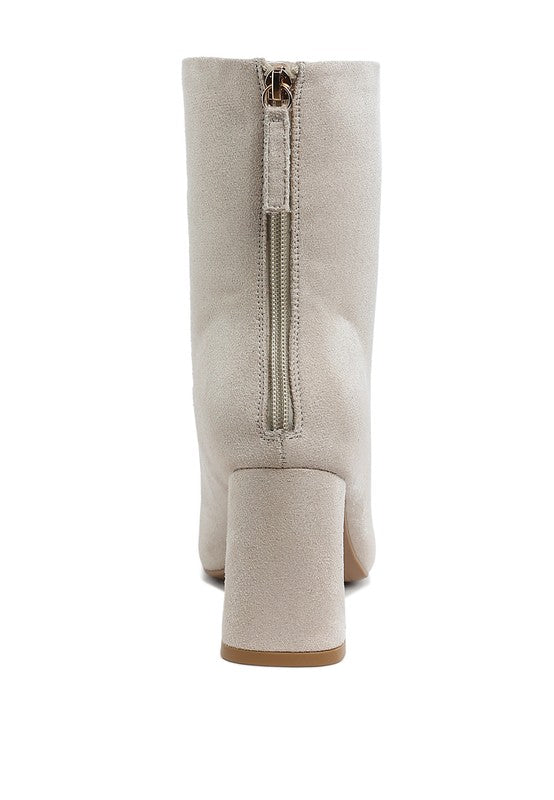 Square Toe Microfiber Ankle Boots