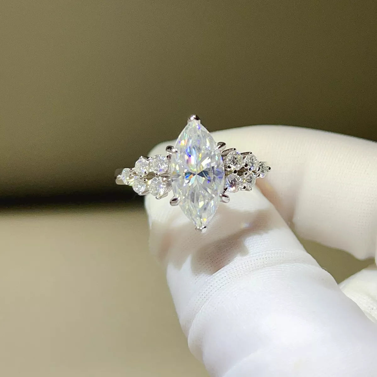 5 Carat Sterling Silver Moissanite Ring in Silver - women's ring