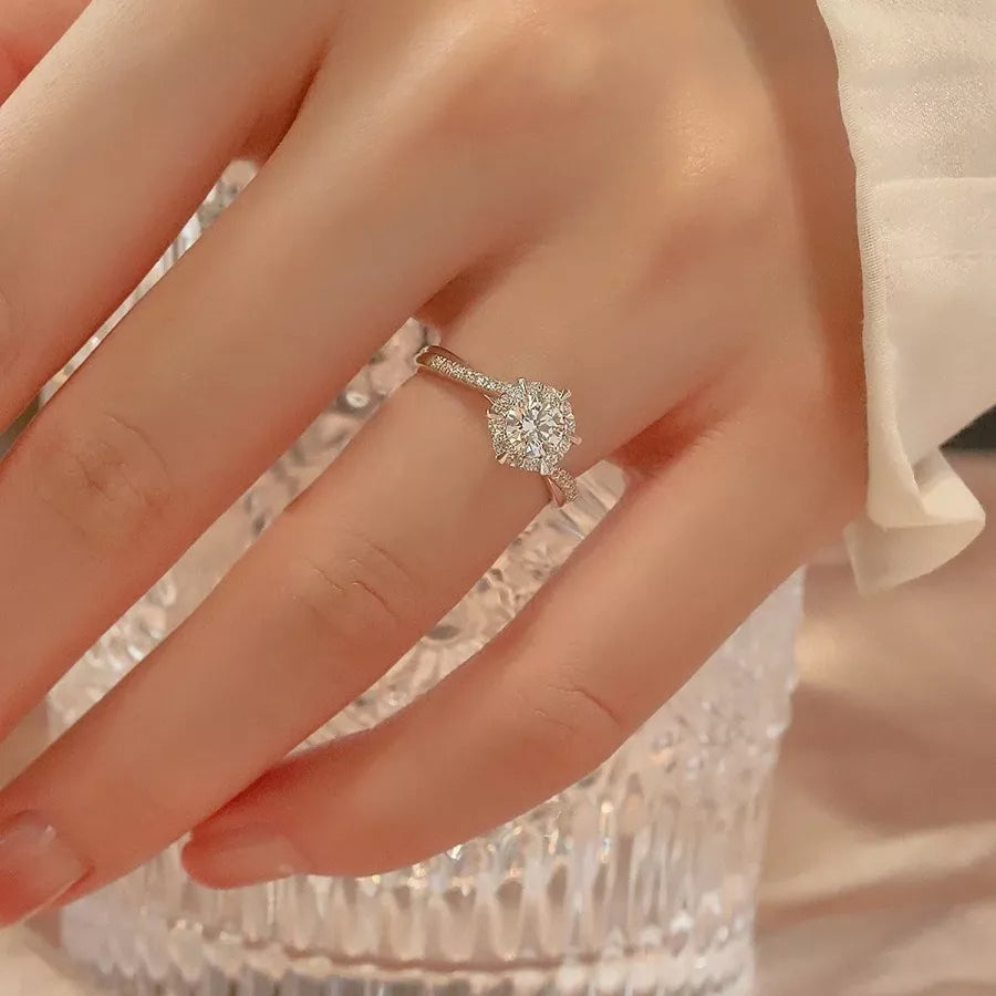 2 Carat Moissanite Sterling Silver Ring - alternate ring view