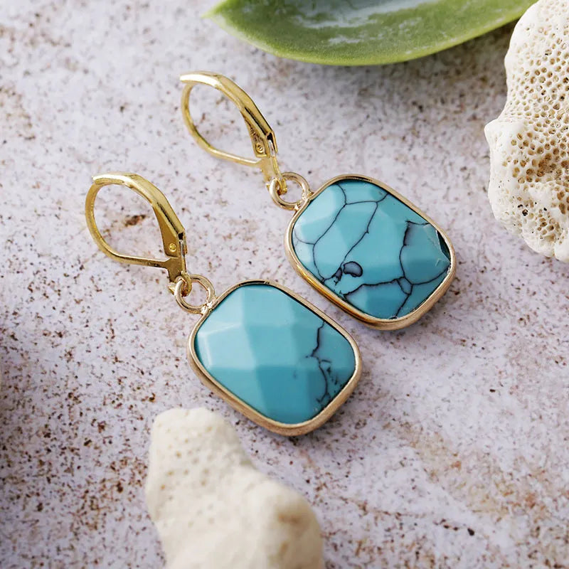 Copper Natural Stone Dangle Earrings - alternate earring view