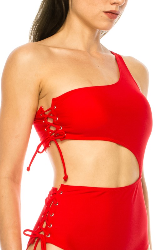 Strapped Grommet Cutout One Piece