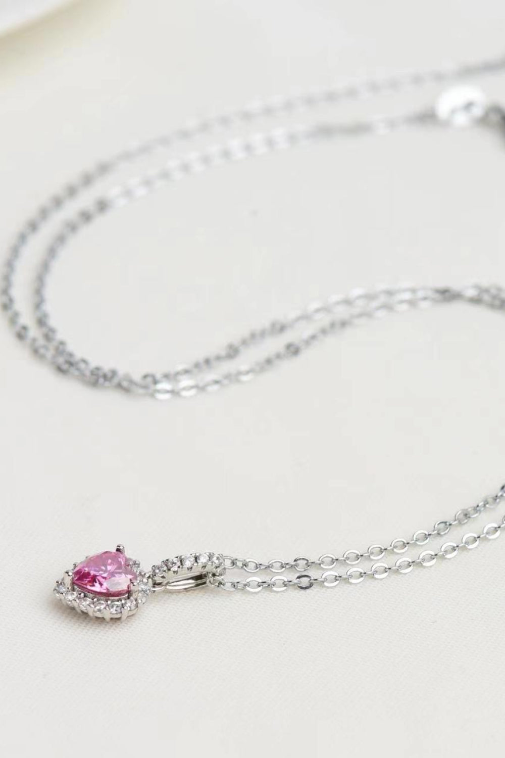 1 Carat Moissanite Heart Pendant Necklace - alternate necklace view