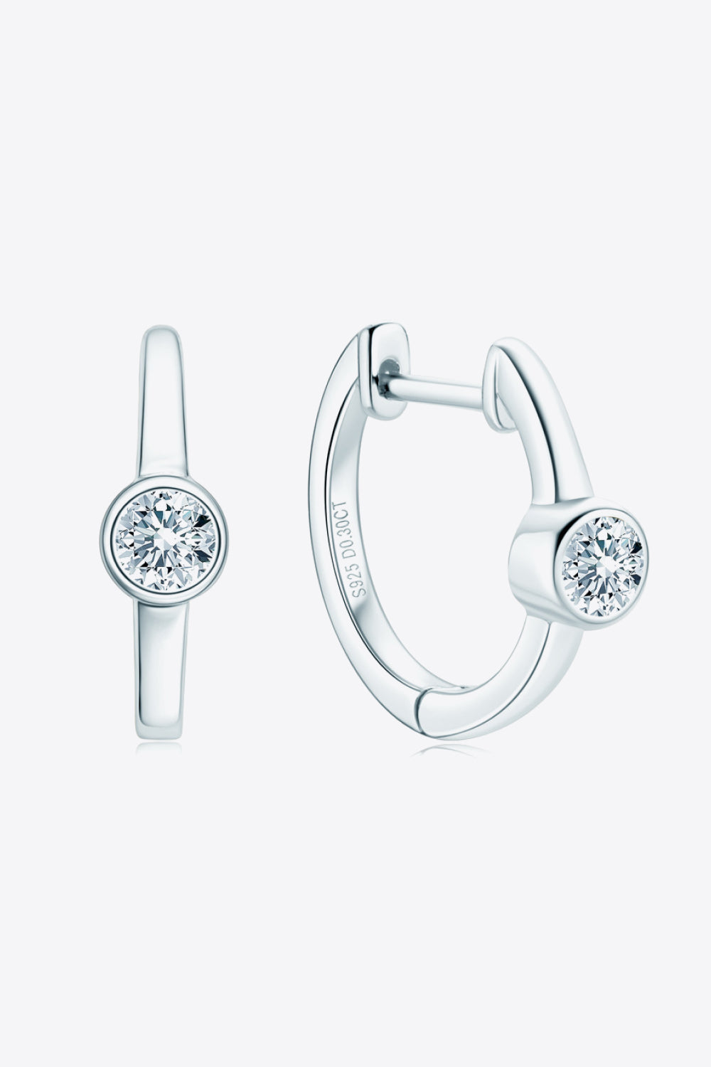 18k Gold-Plated Inlaid Moissanite Huggie Earrings - alternate earring view
