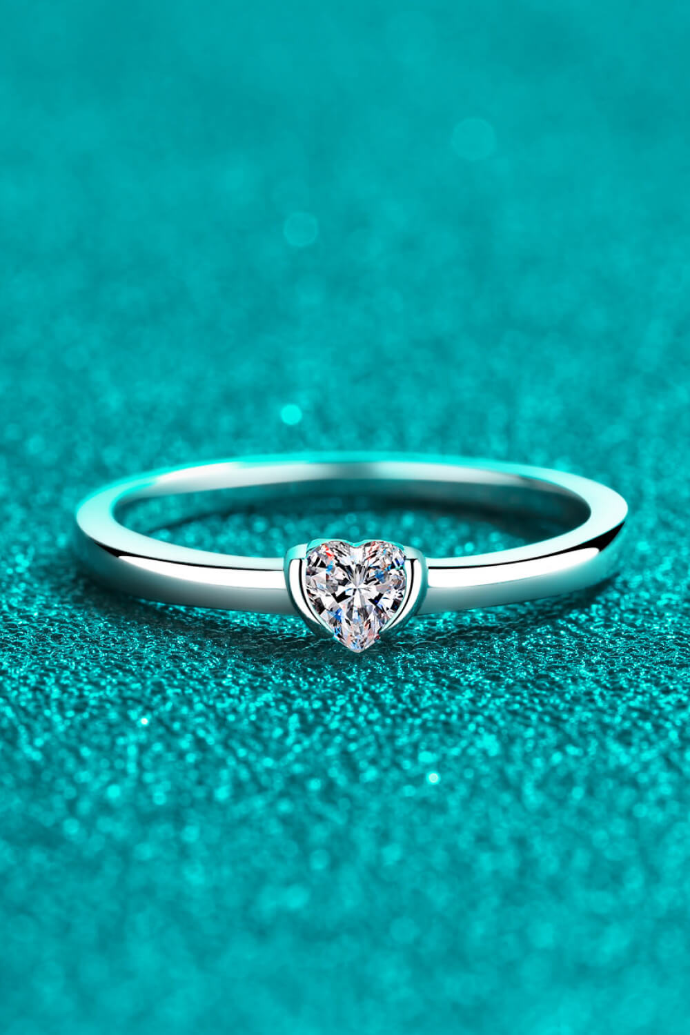Heart-Shaped Moissanite Solitaire Ring in Silver - women's solitaire ring