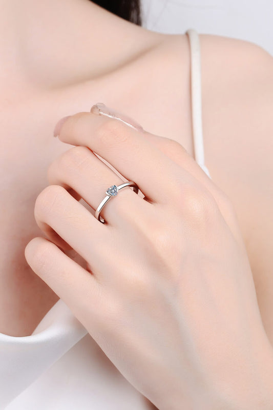 Heart-Shaped Moissanite Solitaire Ring in Silver - women's solitaire ring