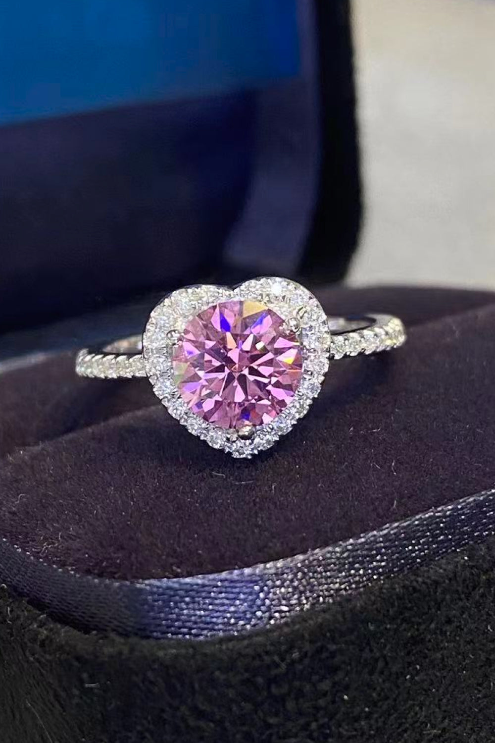Lifelong Journey 1 Carat Moissanite Heart Ring in Pink Heart - women's ring