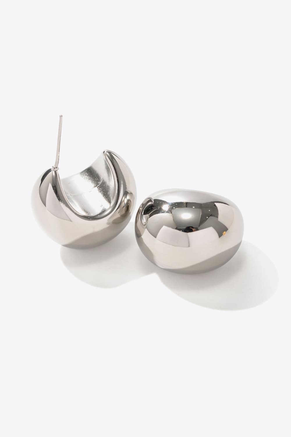 Stainless Steel C-Hoop Earrings in Gold - women's hoop earrings