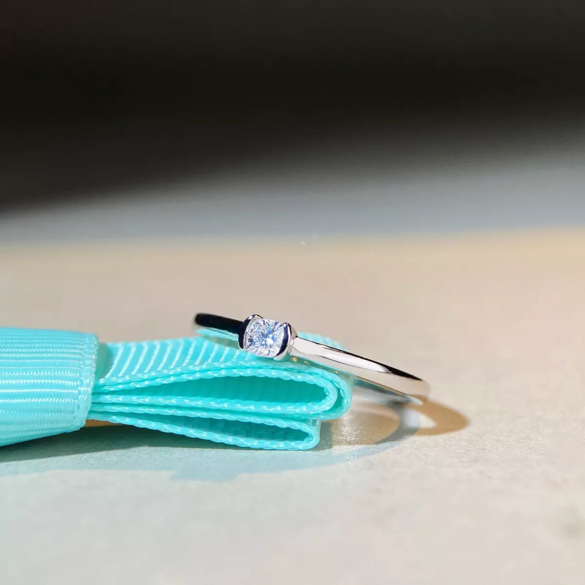 Sterling Silver Moissanite Ring in Silver - women's ring