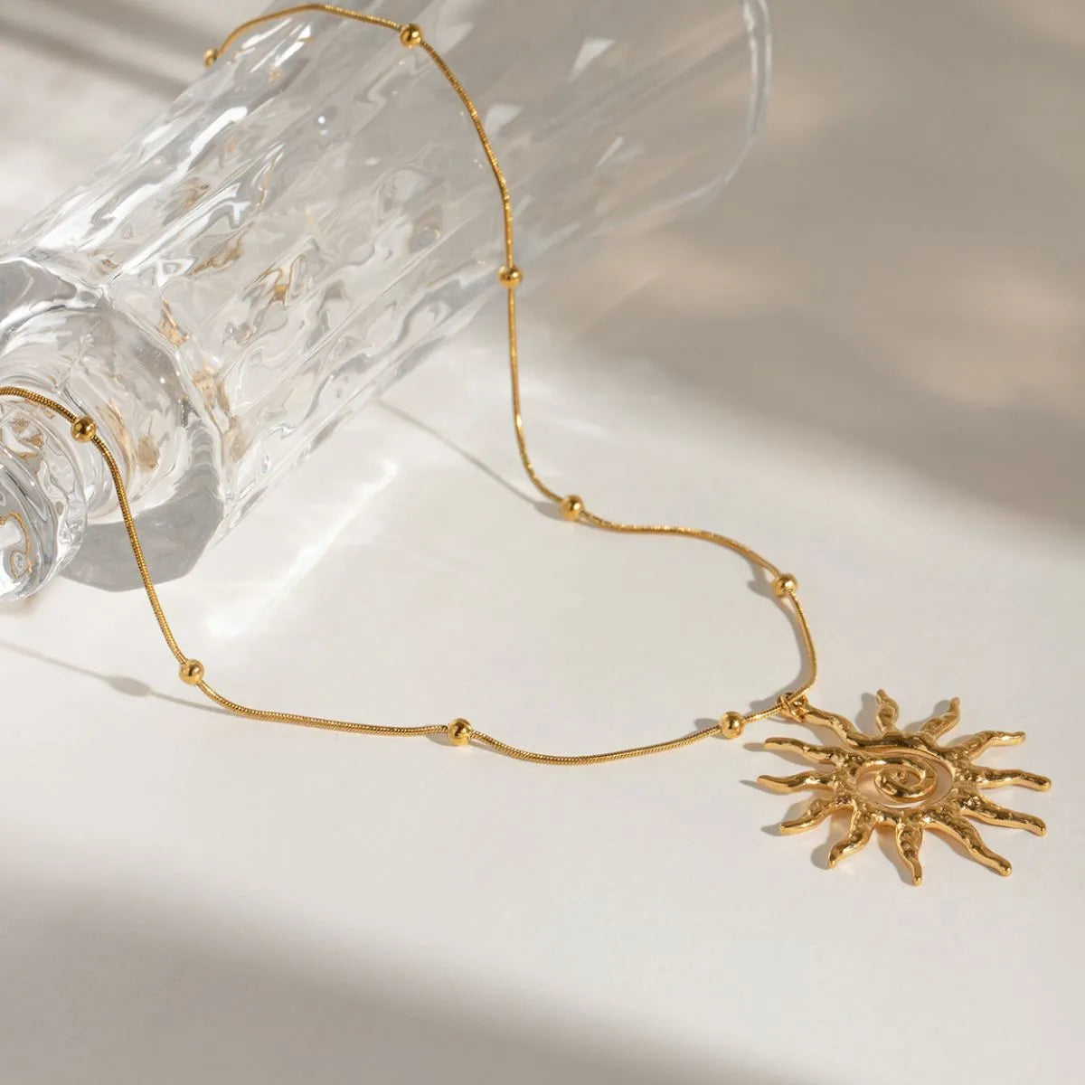 18K Gold-Plated Sun Pendant Necklace - alternate necklace view