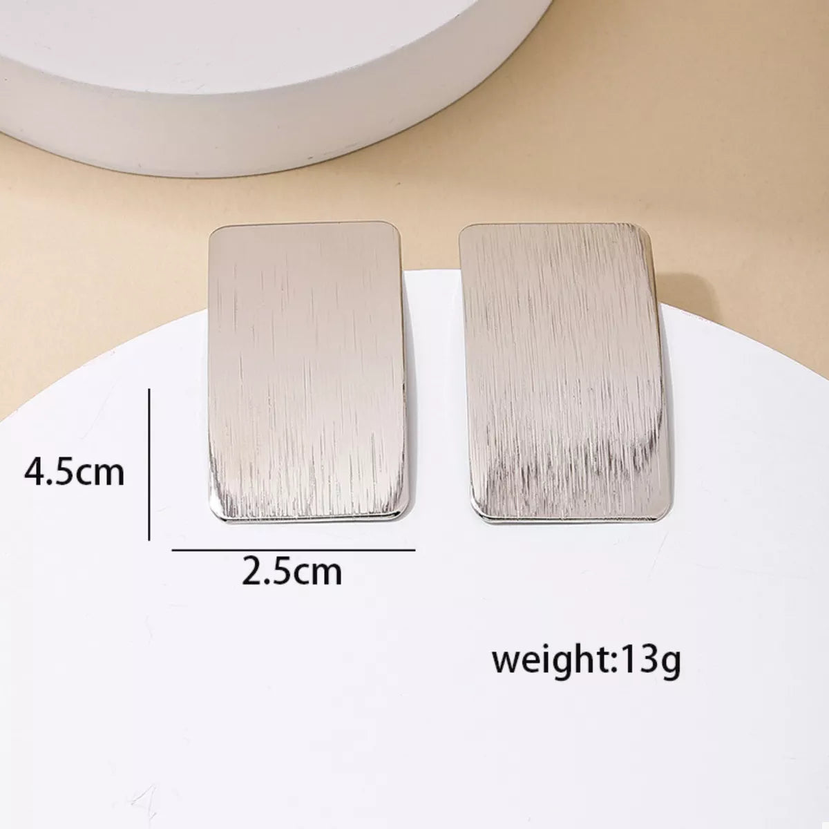 18K Gold-Plated Rectangle Earrings - alternate earring view