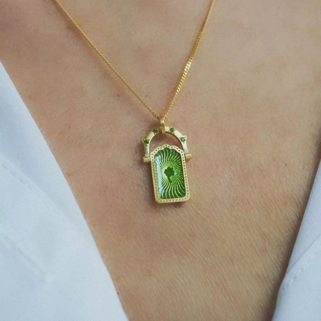 18K Gold-Plated Titanium Steel Pendant Necklace - alternate necklace view