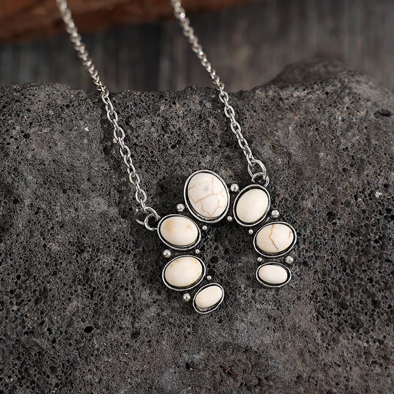 Artificial Turquoise Alloy Pendant Necklace - alternate necklace view