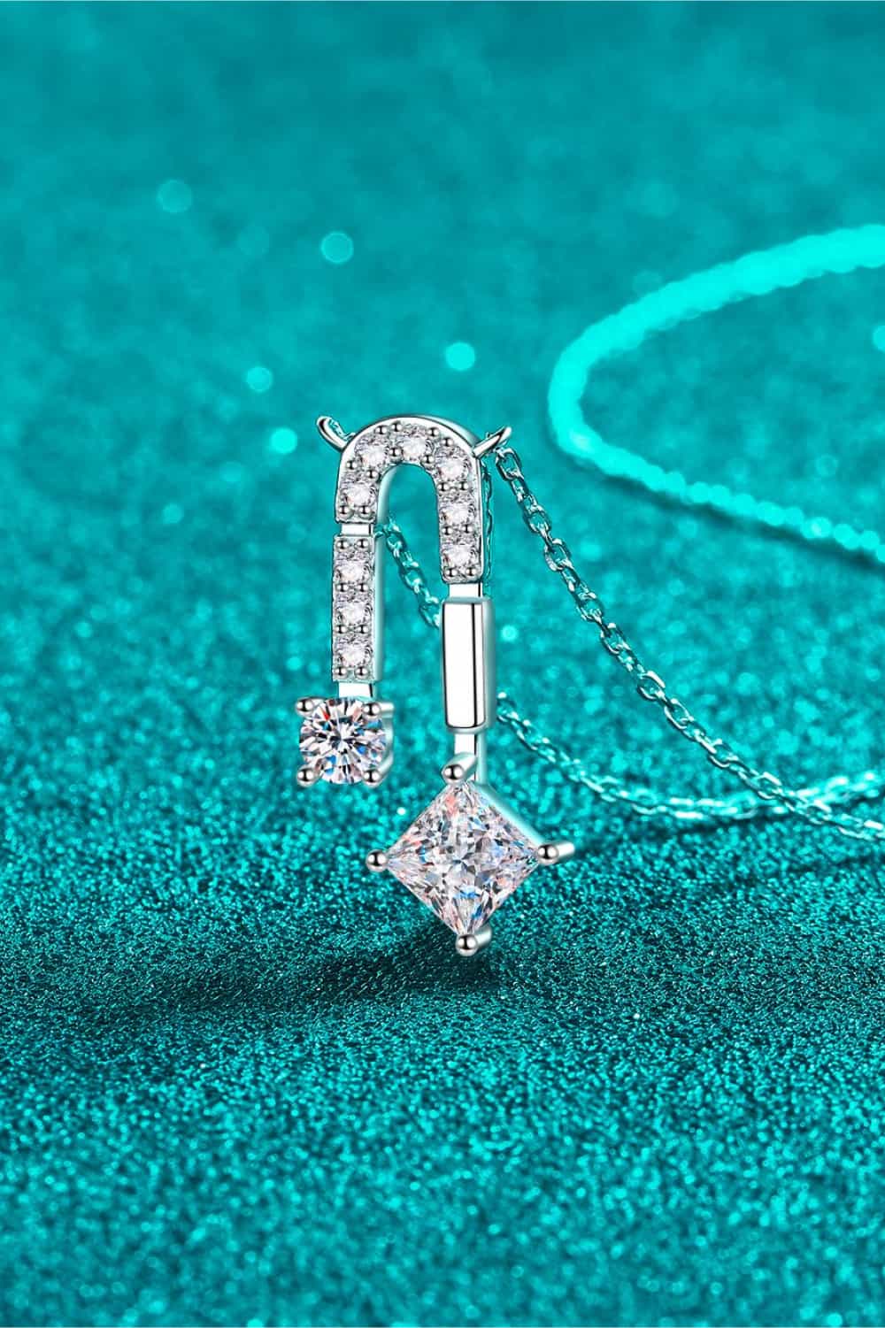 1.3 Carat Moissanite Sterling Silver Necklace - alternate necklace view