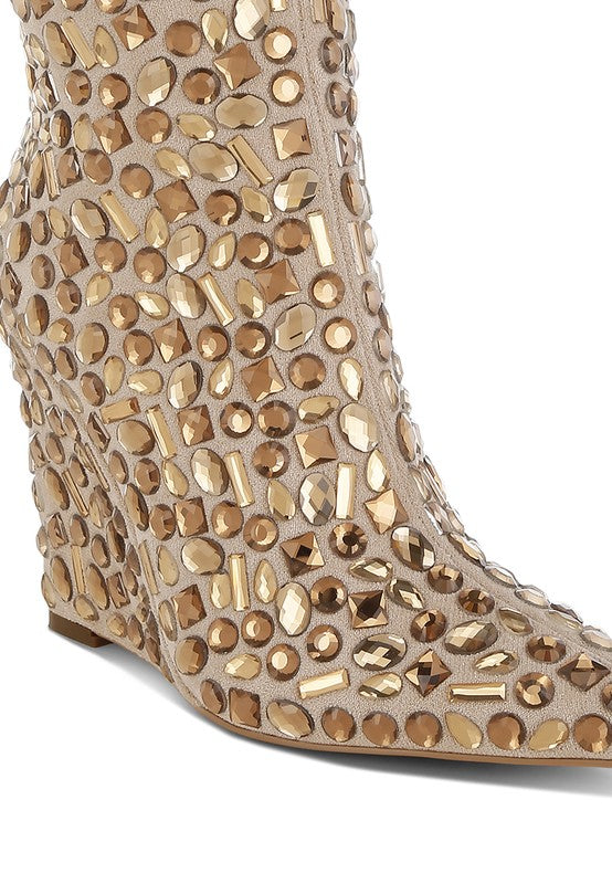 Diamante Wedge Heel Boots