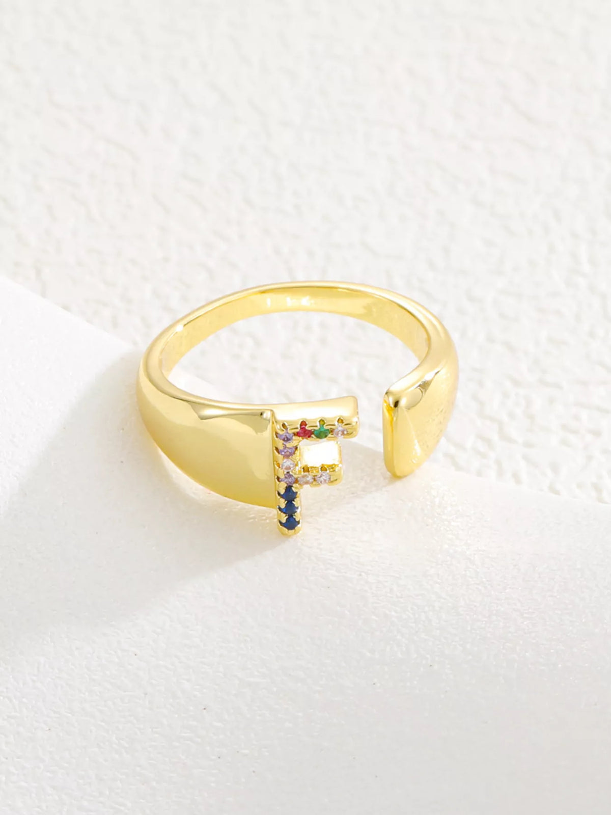 18K Gold-Plated Zircon Letter Ring in H - women's ring