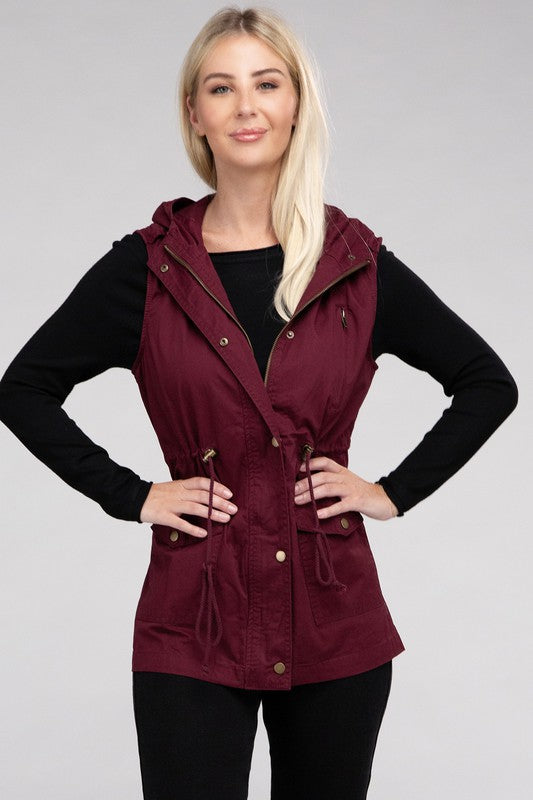 Drawstring Hoodie Vest