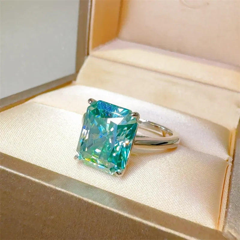 2 Carat Sterling Silver Moissanite Rectangle Ring in Silver - women's ring