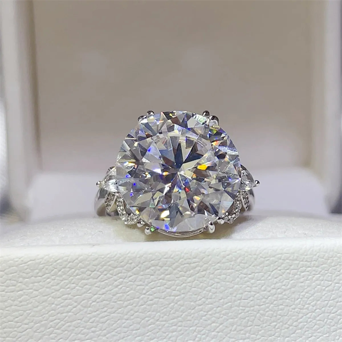 10 Carat Moissanite Sterling Silver Ring in White - women's ring