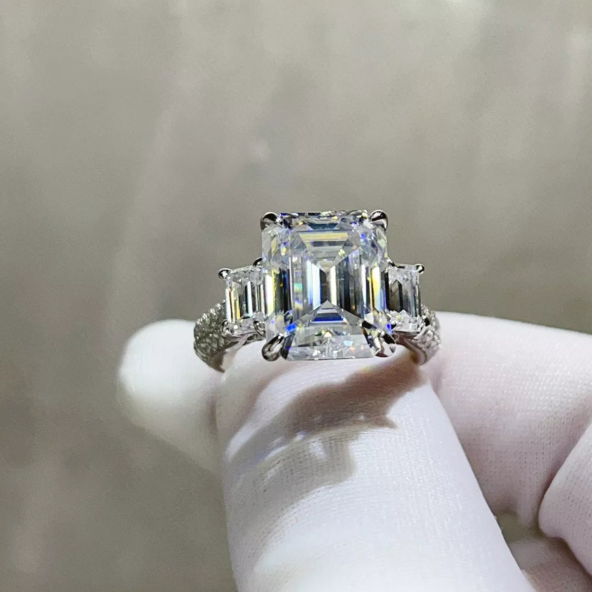 5 Carat Sterling Silver Moissanite Ring in Silver - women's ring