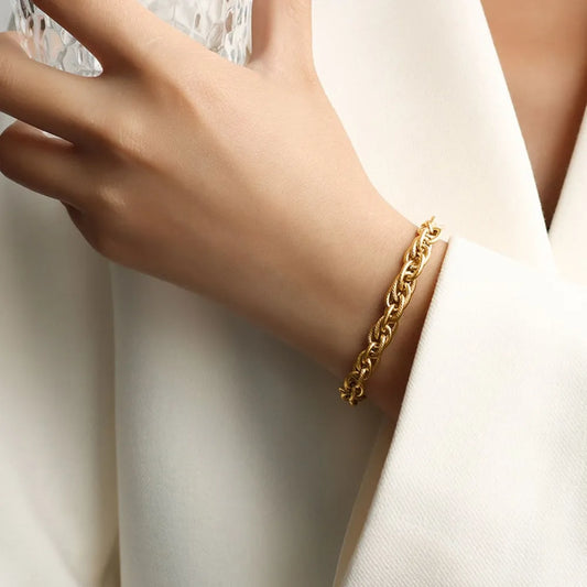 Titanium Steel Chain Bracelet in Gold - women's chain bracelet