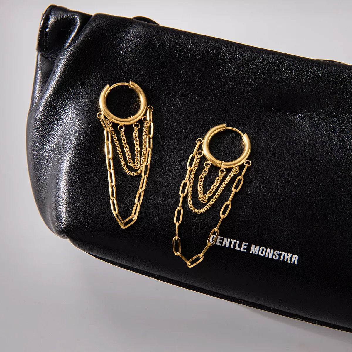 18K Gold-Plated Chain Hoop Earrings - alternate earring view