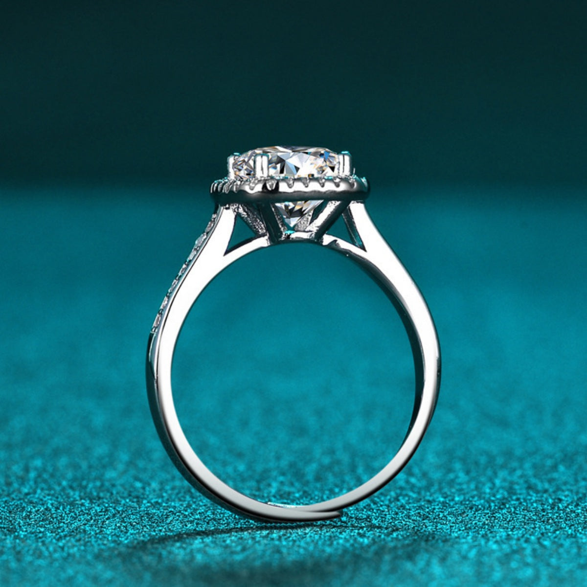 1 Carat Moissanite Sterling Silver Ring - alternate ring view