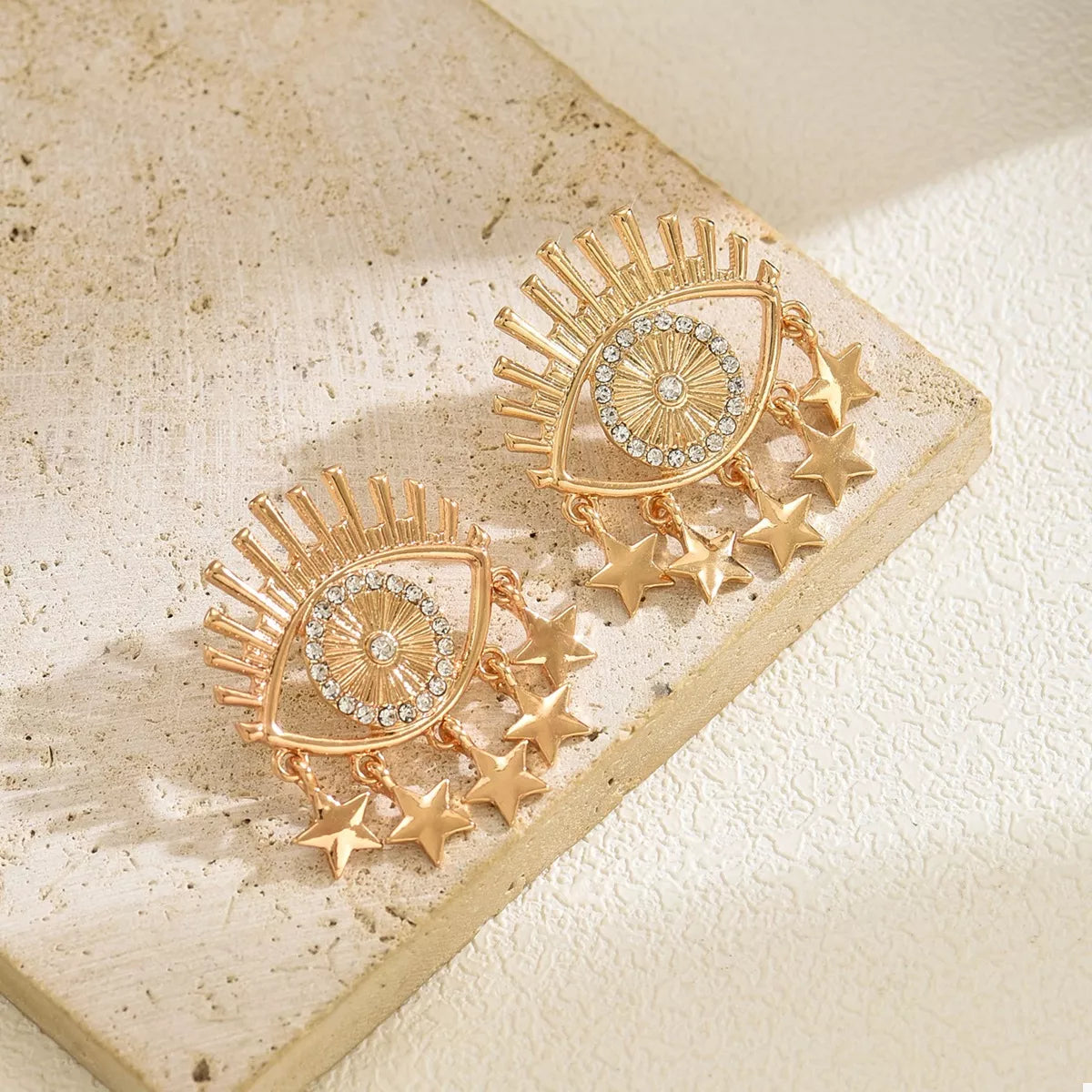 18K Gold-Plated Evil Eye Star Earrings - alternate earring view