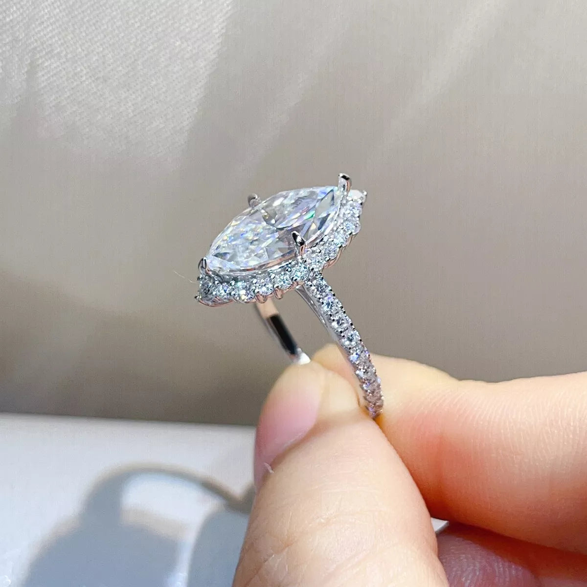 3 Carat Sterling Silver Moissanite Ring - alternate ring view